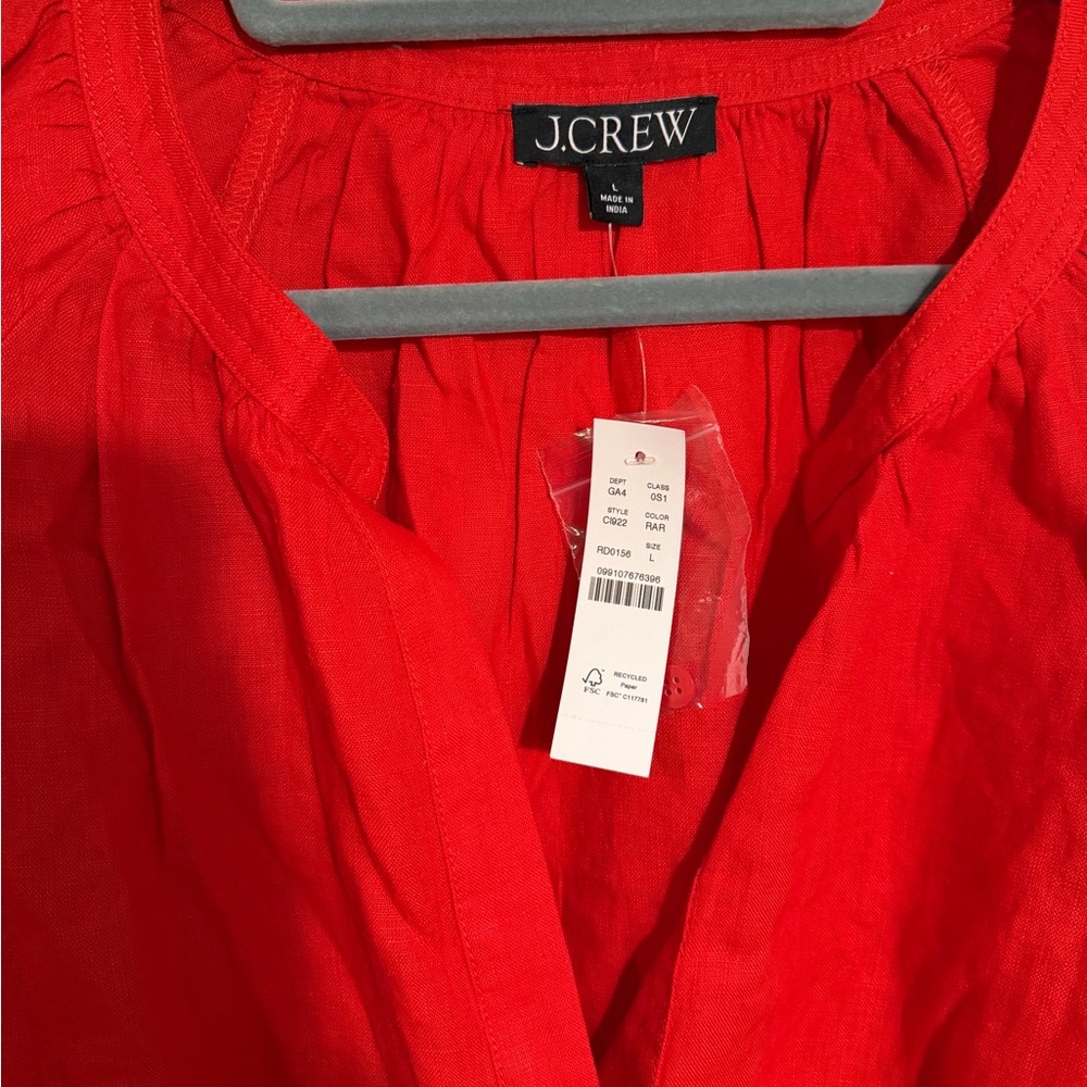 J Crew red linen Cabana dress - Picture 4 of 9